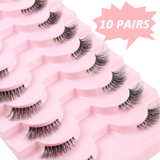 Half Eyelashes – 10 Pairs Set | Natural, Lightweight, Everyday Wear
