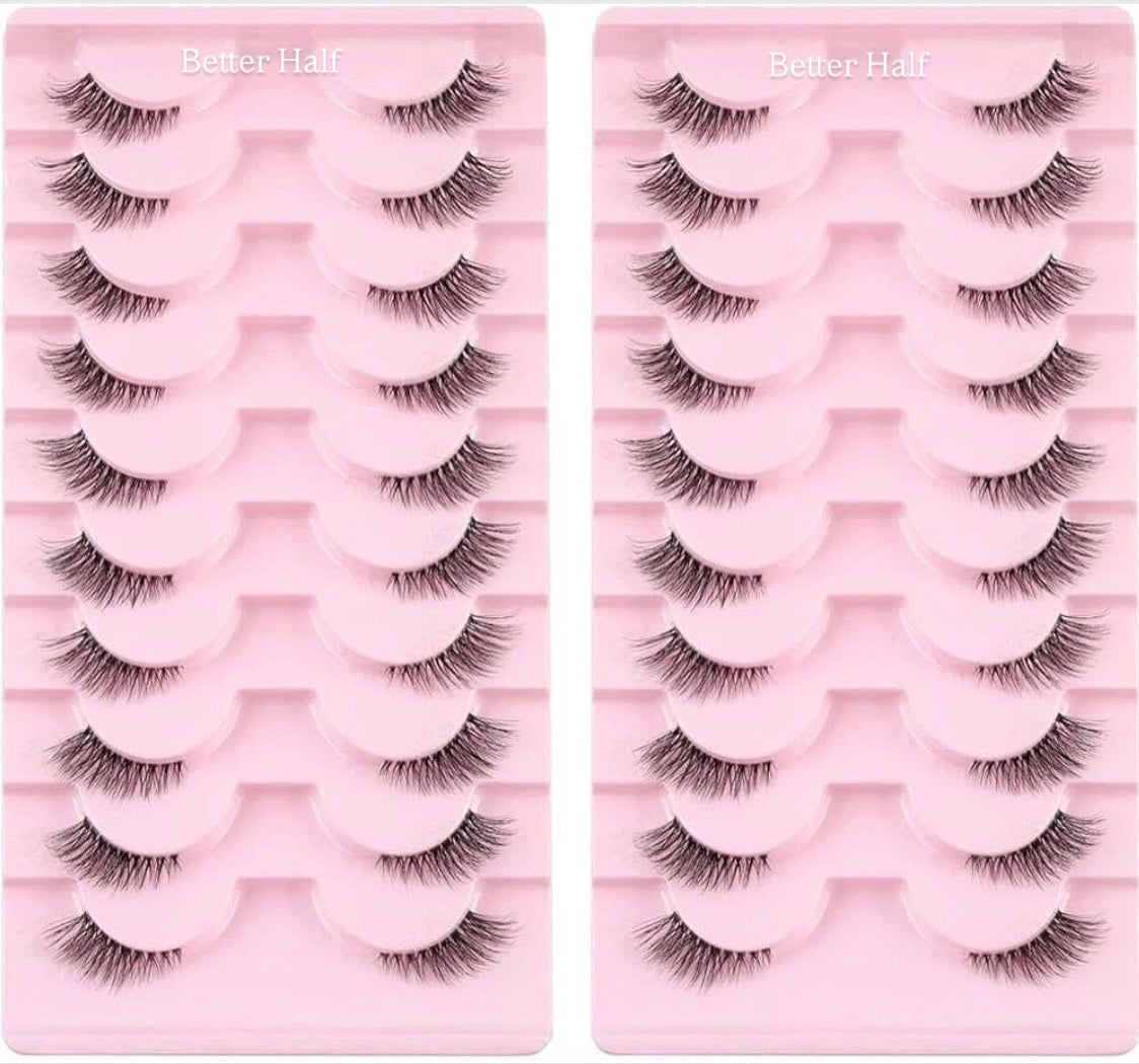 Half Lashes – Set of 10 Pairs | Natural Outer-Corner Lashes for Everyday Wear