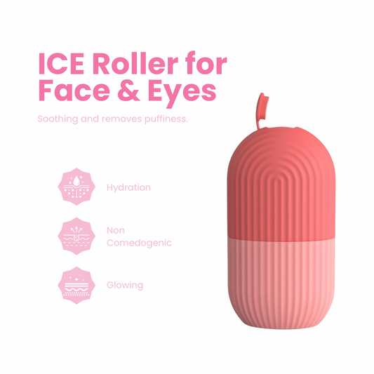 Ice Roller Massager – Pink | Instant Cooling, Puffiness & Redness Relief