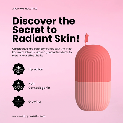 Ice Roller Massager – Pink | Instant Cooling, Puffiness & Redness Relief