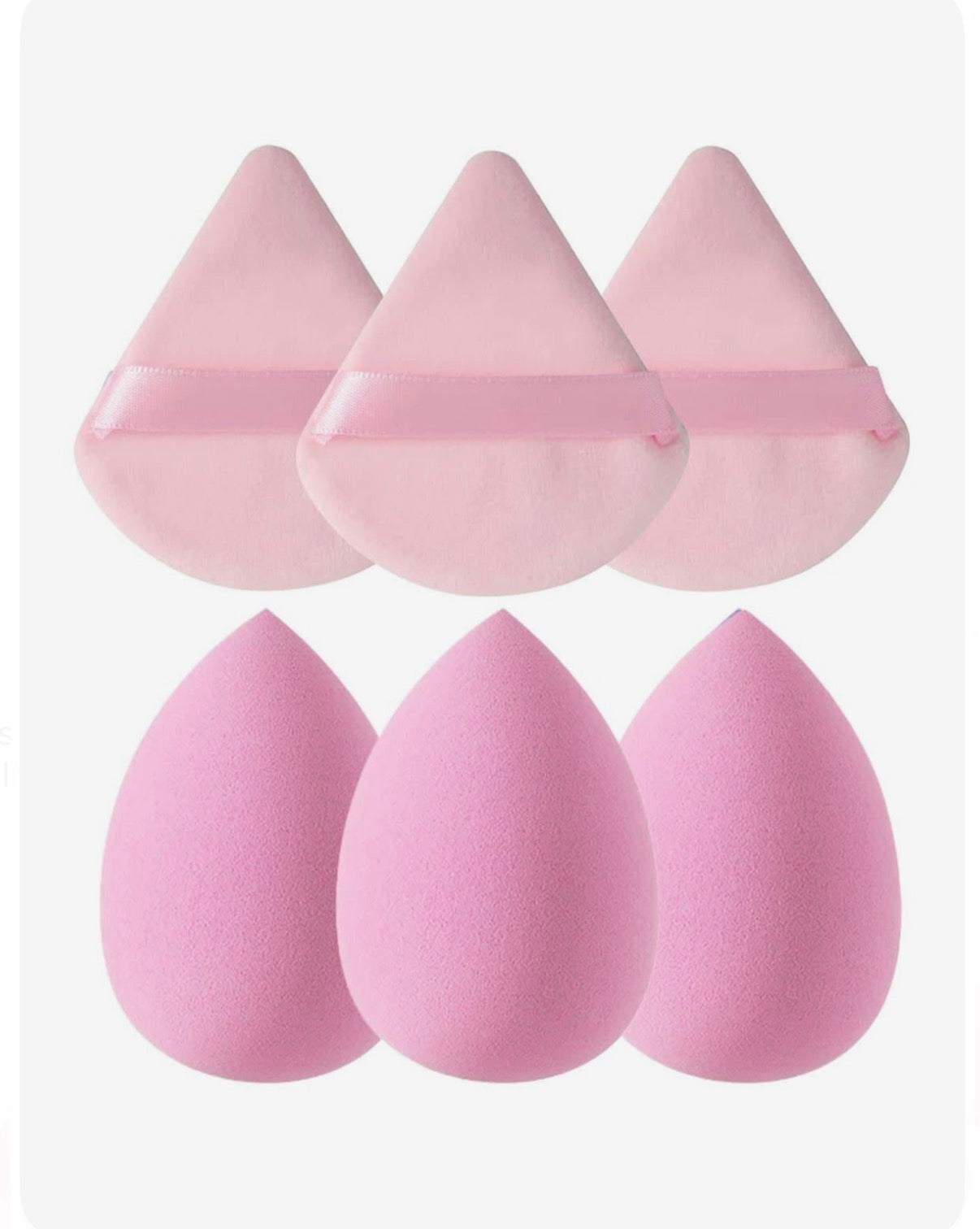Pink Beauty Blenders + Triangle Powder Puff (Pack of 6)