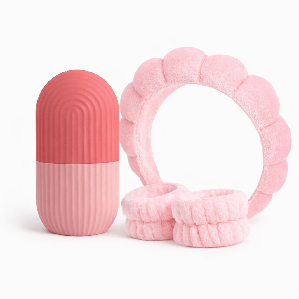 Bubble Headband Set + Ice Face Roller Combo