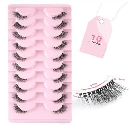 Half Eyelashes – 10 Pairs Set | Natural, Lightweight, Everyday Wear